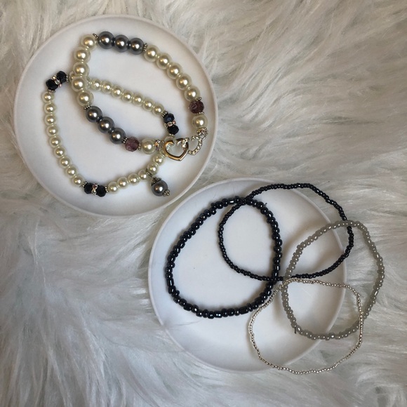 6 bead and faux pearl bracelet set - Picture 4 of 6